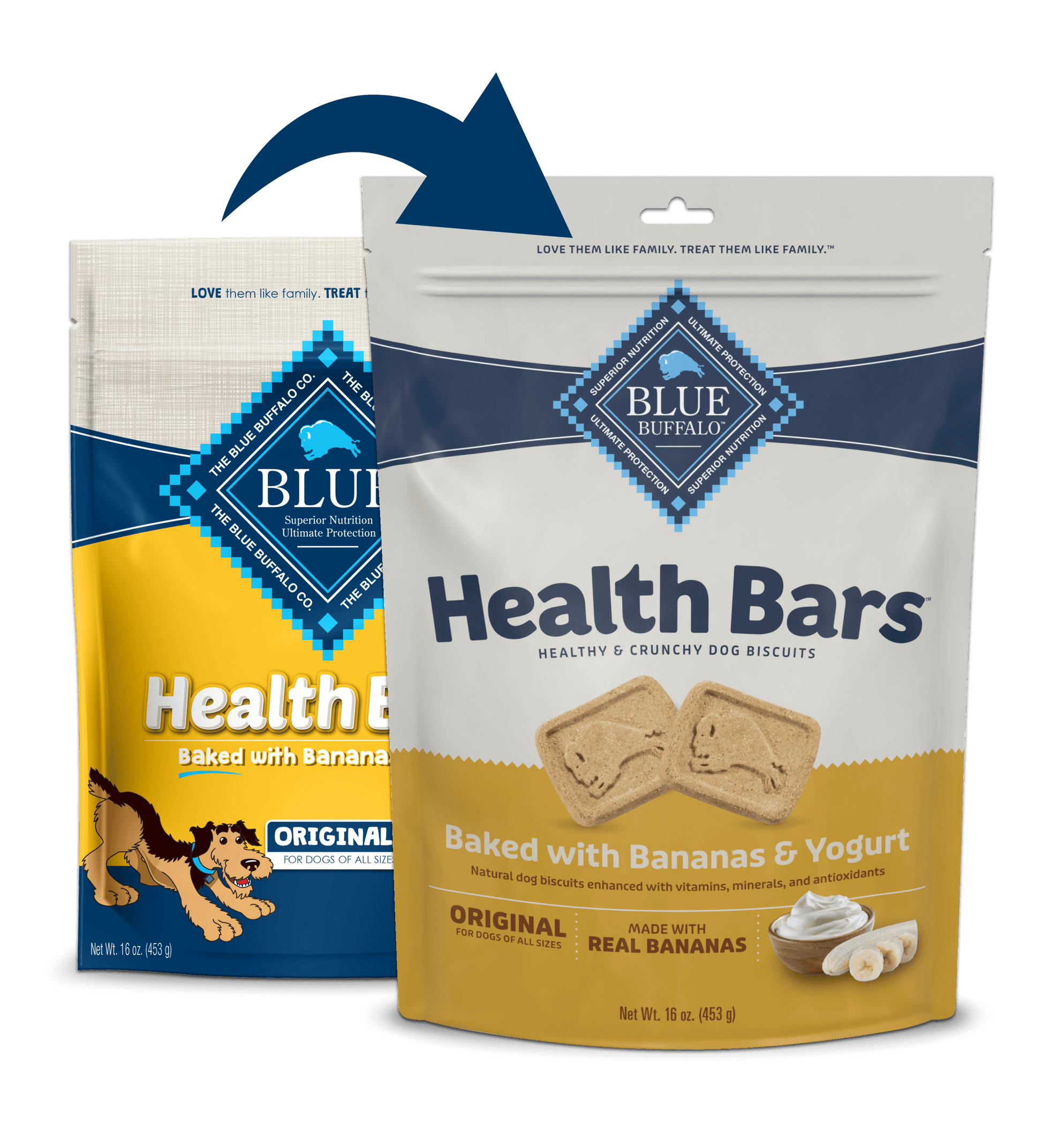 Blue Buffalo Blue Health Bar Crunchy Dog Biscuits Baked with Banana and Yogurt (16oz) at Purrfect Pet Kingdom