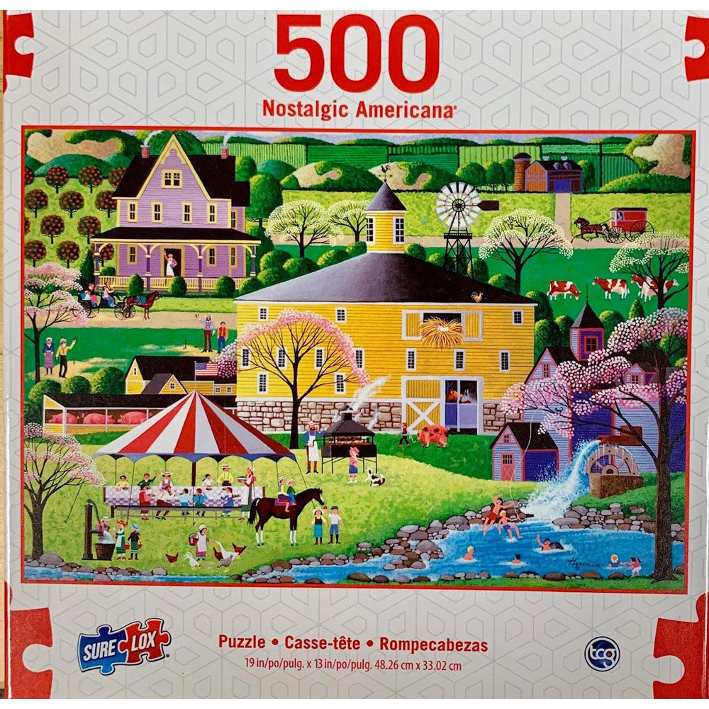 Barbecue at the Round Barn Americana 500 Piece Jigsaw Puzzle Sure Lox