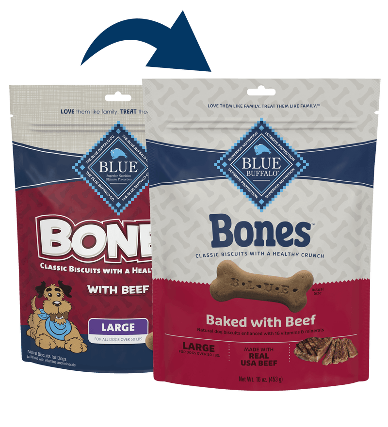 Blue Buffalo Blue Bones Crunchy Dog Biscuits Large Bones with Real Beef (16oz)