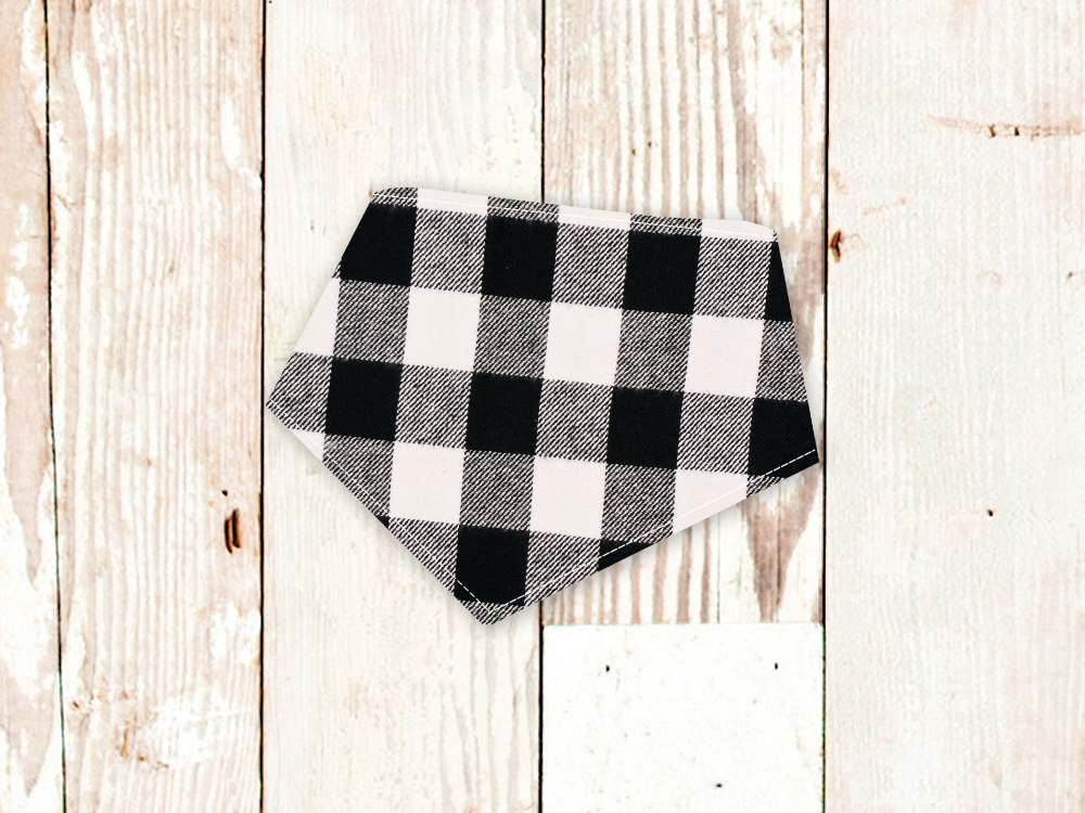 Black Buffalo Plaid FLANNEL Dog Bandana