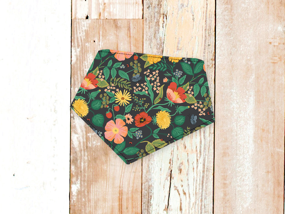 Dog Bandana Black Poppy Floral Elegant Pet Scarf