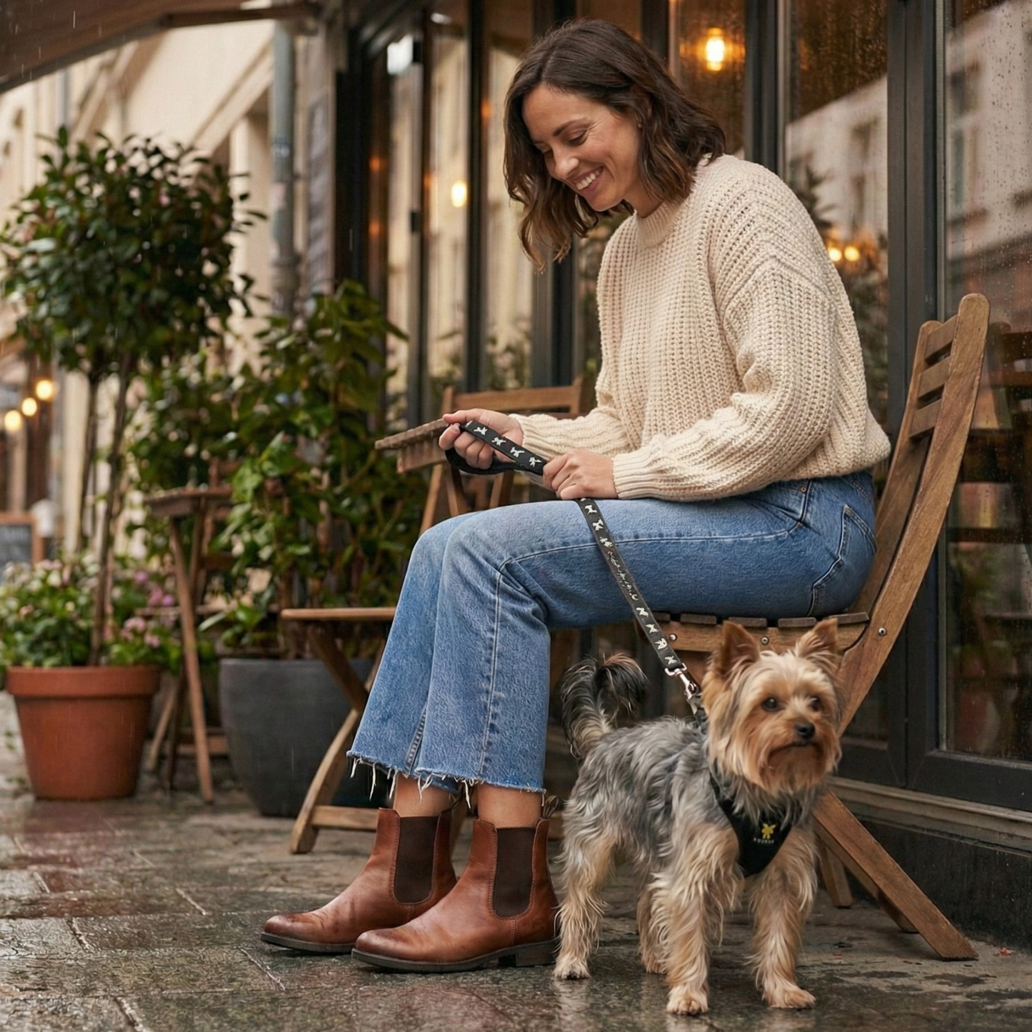 Dog Harness EcoBark Step In Harness XXXS to Small Breeds- - lifestyle product image for dog harness