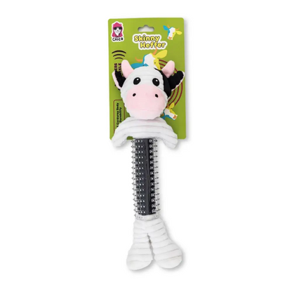 Cow Plush Dog Toy Squeaker Crinkle Paper Black White 🐄