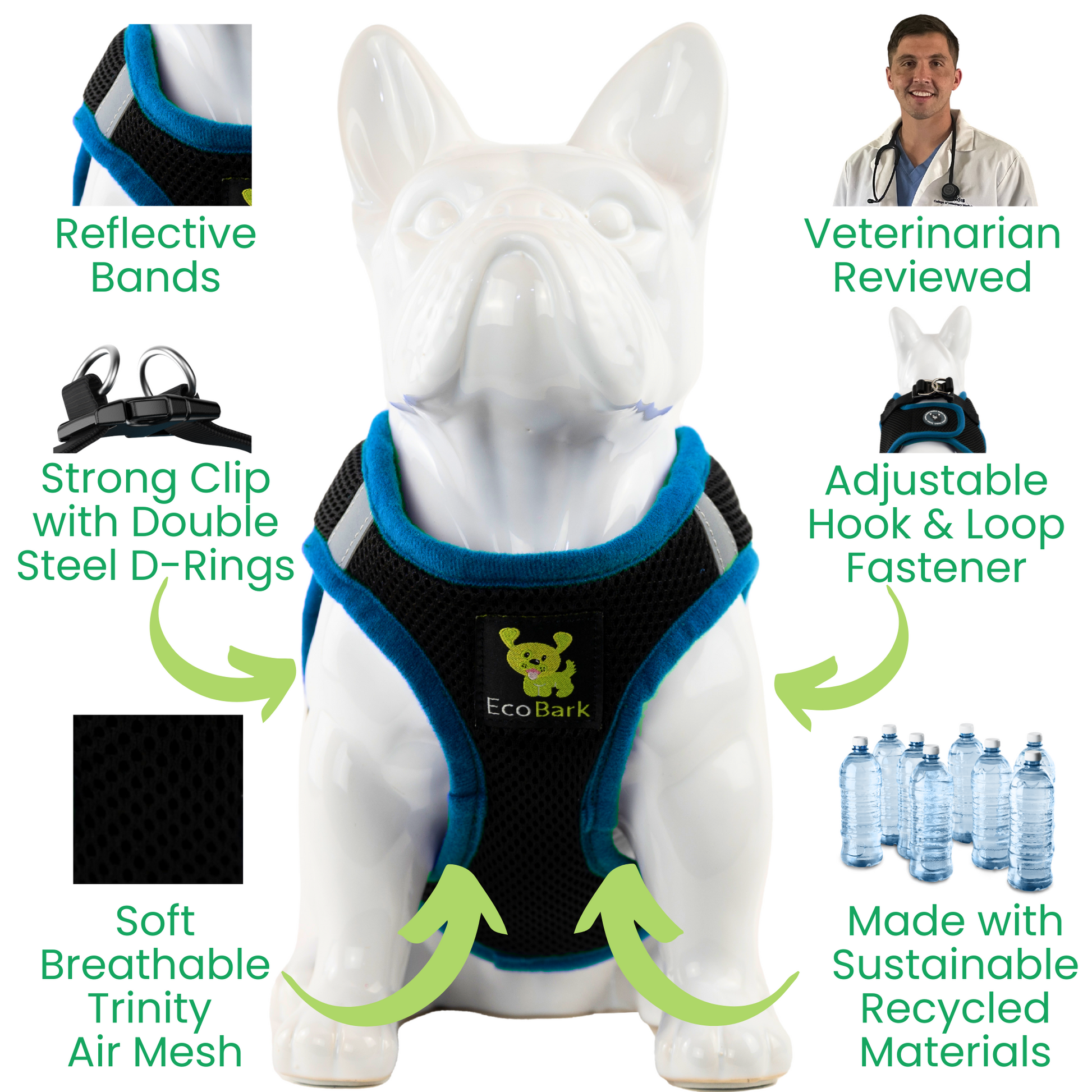 Purrfect Pet Kingdom EcoBark Step In Dog Harness - XXXS to Small Breeds- Reflecti (Small (7 to 10 lbs)) - Premium Dog Harnesses