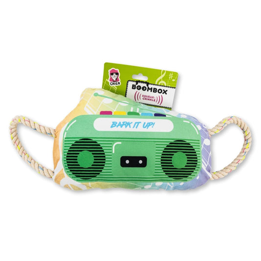 Retro Boombox Plush Dog Toy – with Squeaker & Crinkle Paper for Fun Play - Purrfect Pet Kingdom