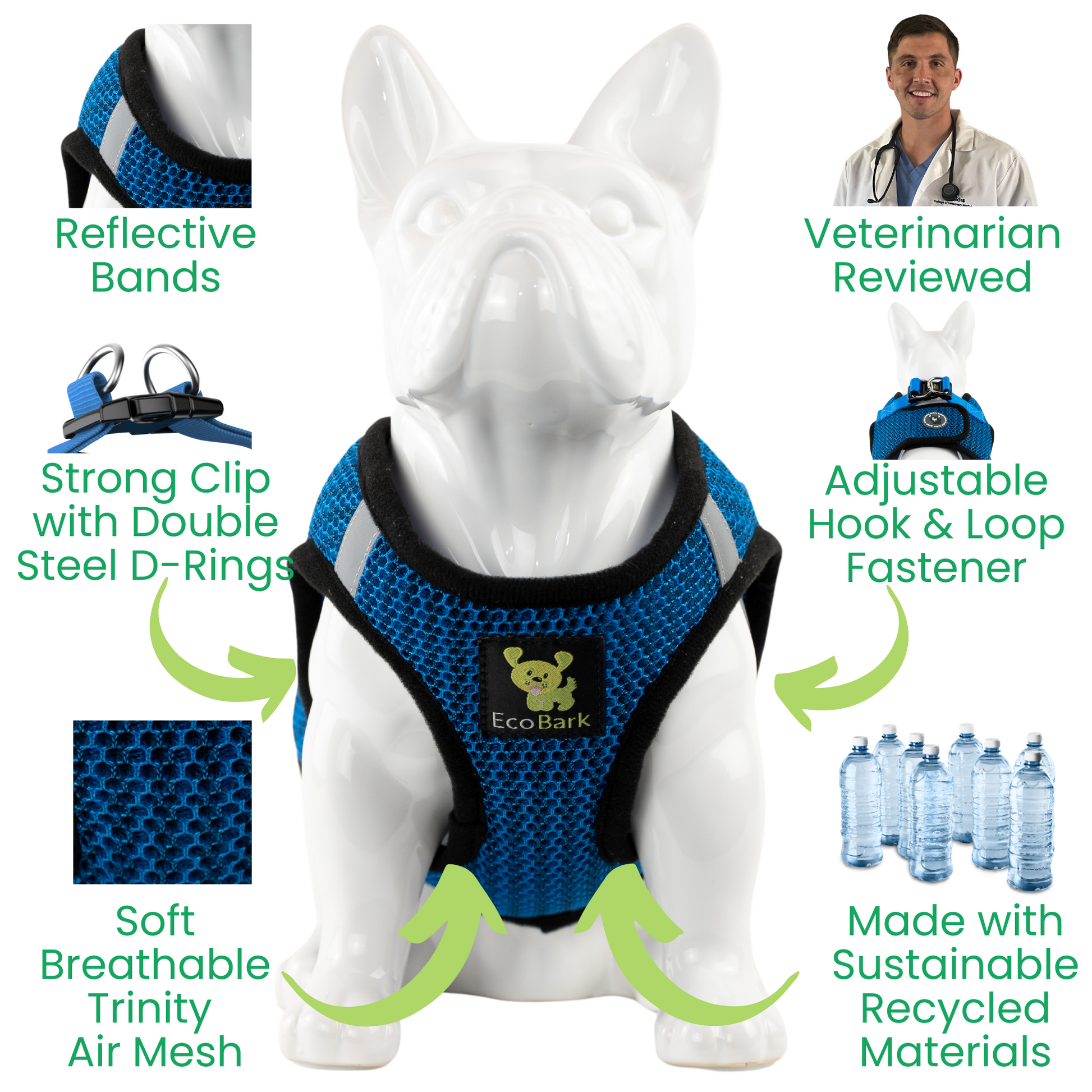 Dog Harness EcoBark Step In Harness XXXS to Small Breeds- - close up product image for dog harness