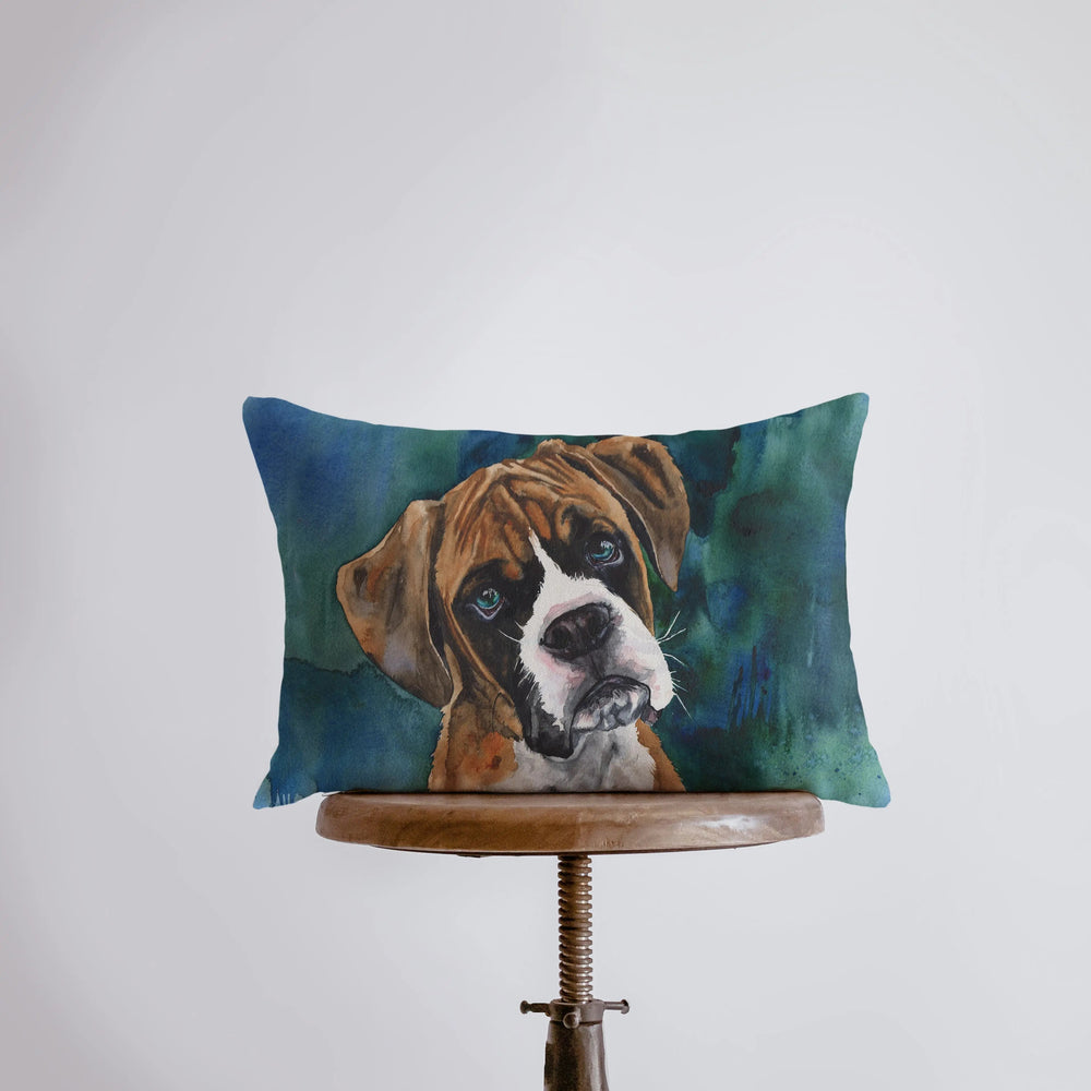 Brown Watercolor Boxer | 18x12 | Pillow Cover | Dogs | Home Decor | Custom Dog Pillow | Boxer Mom | Dog Lover Gift | Dog Mom Gift | Pillows by UniikPillows