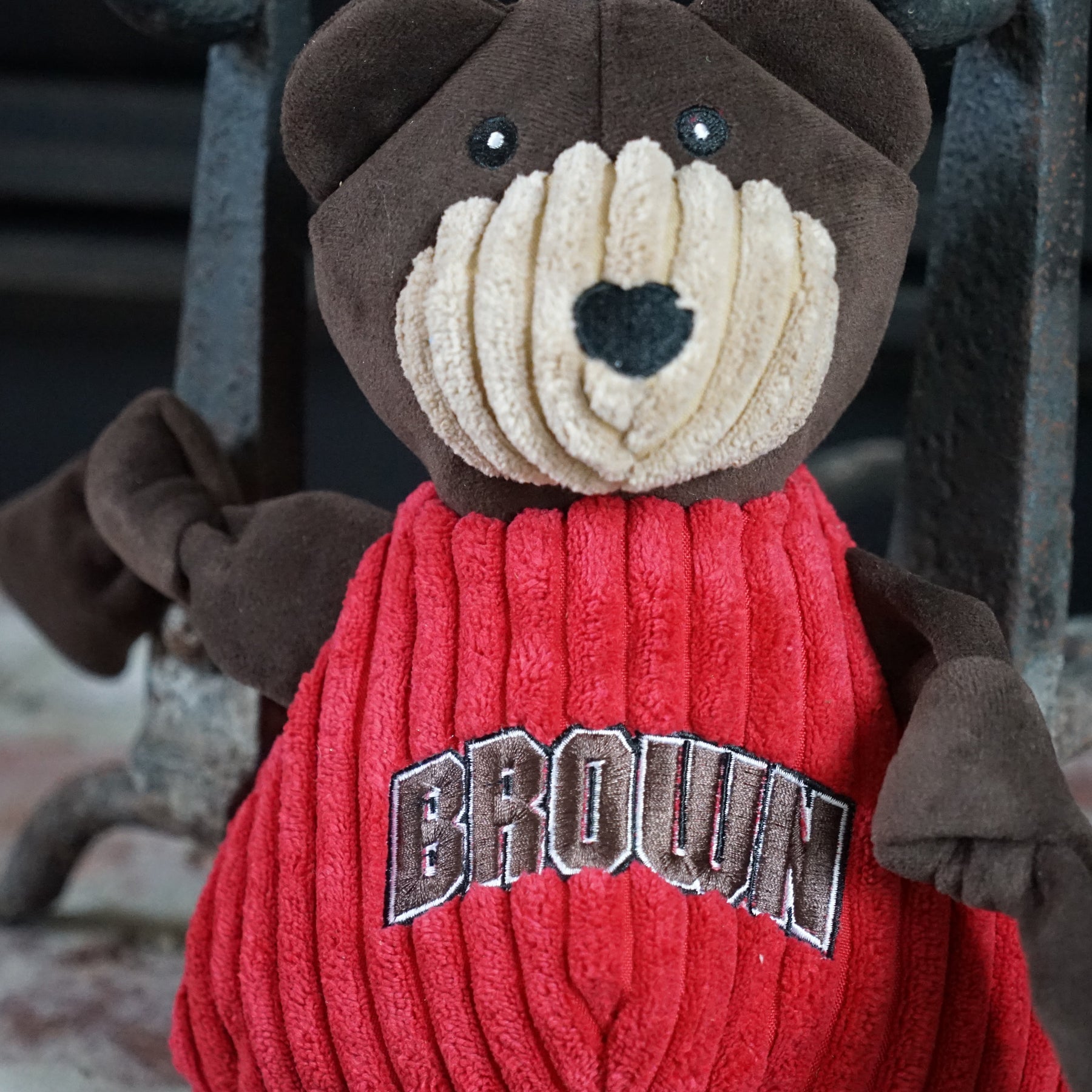 Dog Toy NCAA Brown University Bruno the Bear Knottie Plush - close up product image for dog toy