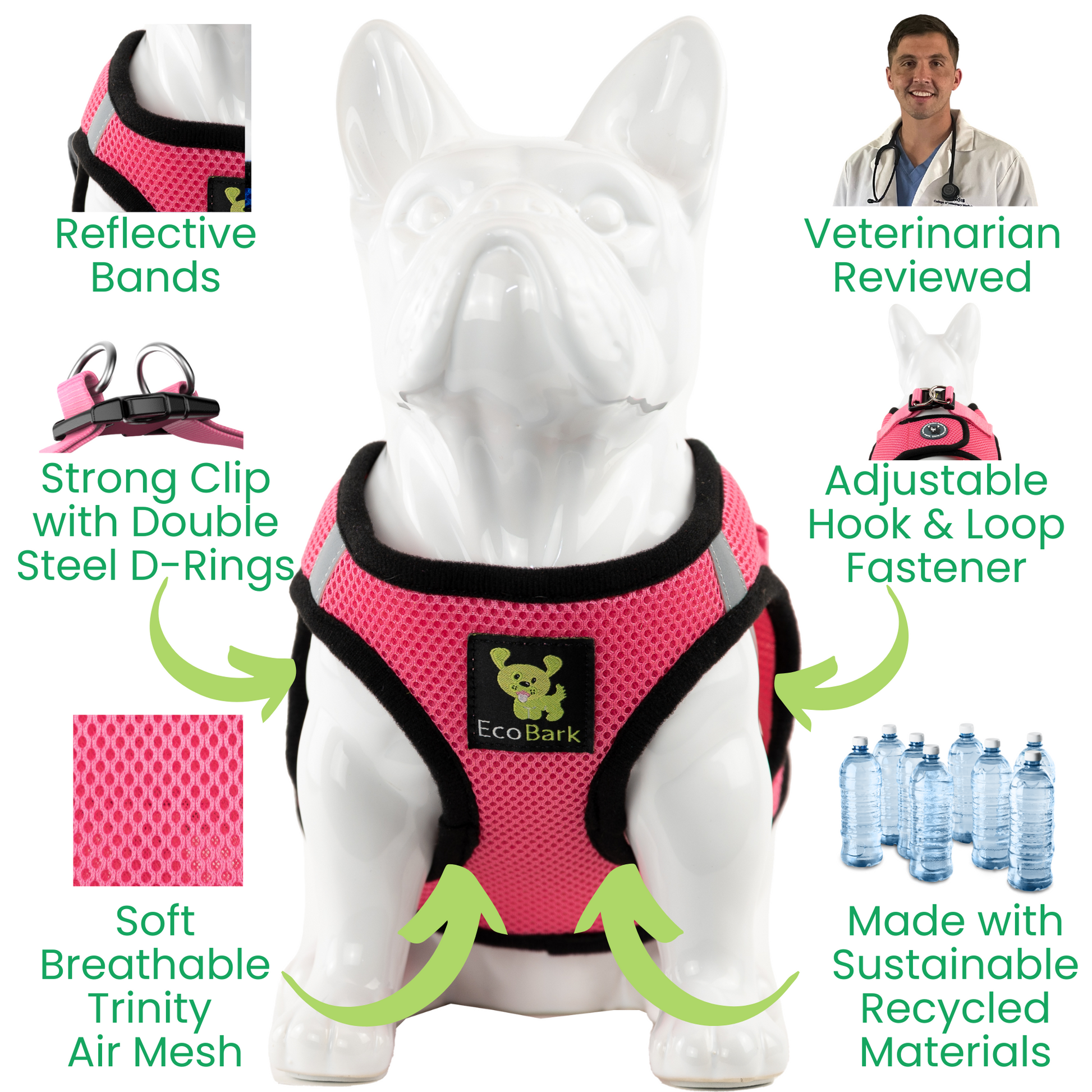 Dog Harness EcoBark Step In Harness XXXS to Small Breeds- - close up product image for dog harness