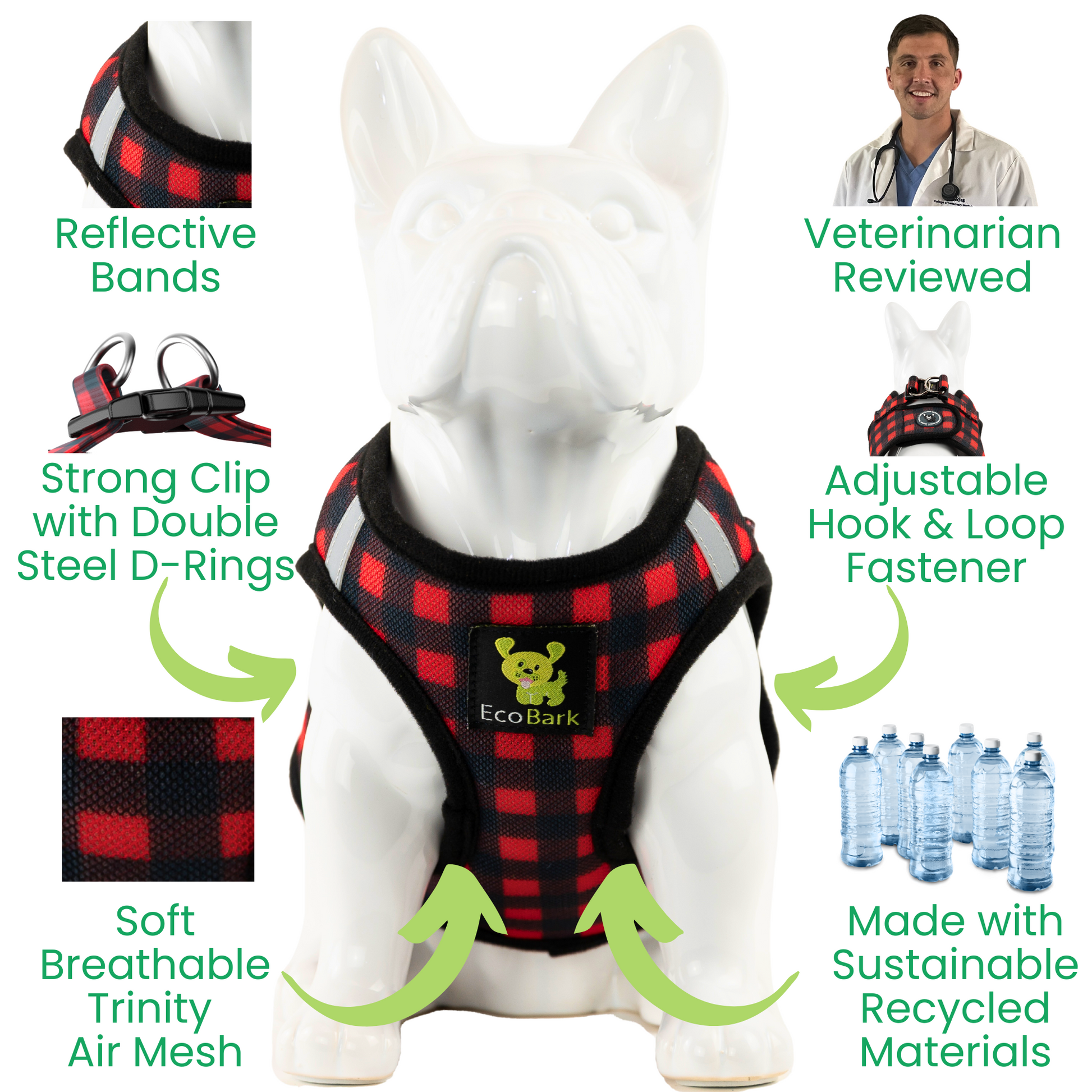 Dog Harness EcoBark Step In Harness XXXS to Small Breeds- - close up product image for dog harness