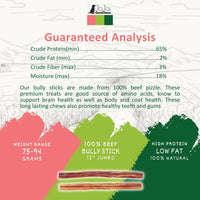 All-Natural Beef Bully Stick Dog Treats, Single Ingredient Dog Chews – 12-Inch Jumbo (25/case)
