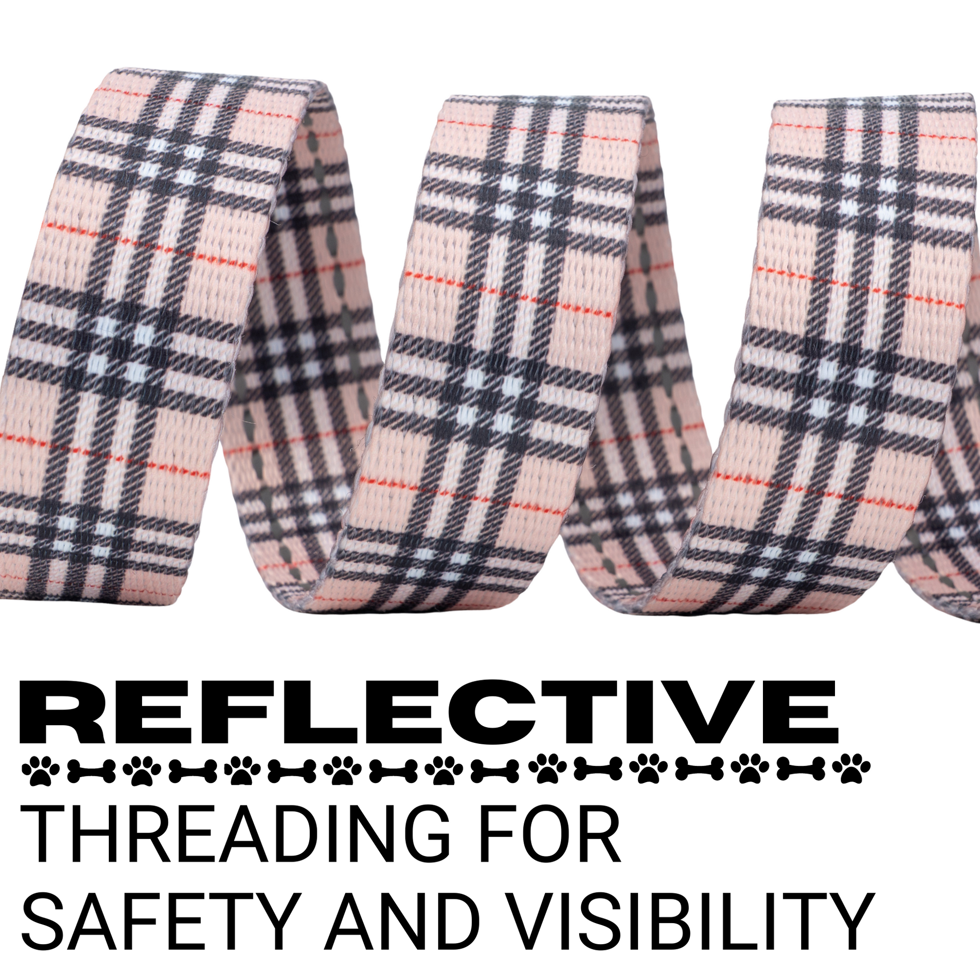 Dog Leash EcoBark Tan Plaid Leash- Padded Comfort Grip Leash - gallery product image for dog leash