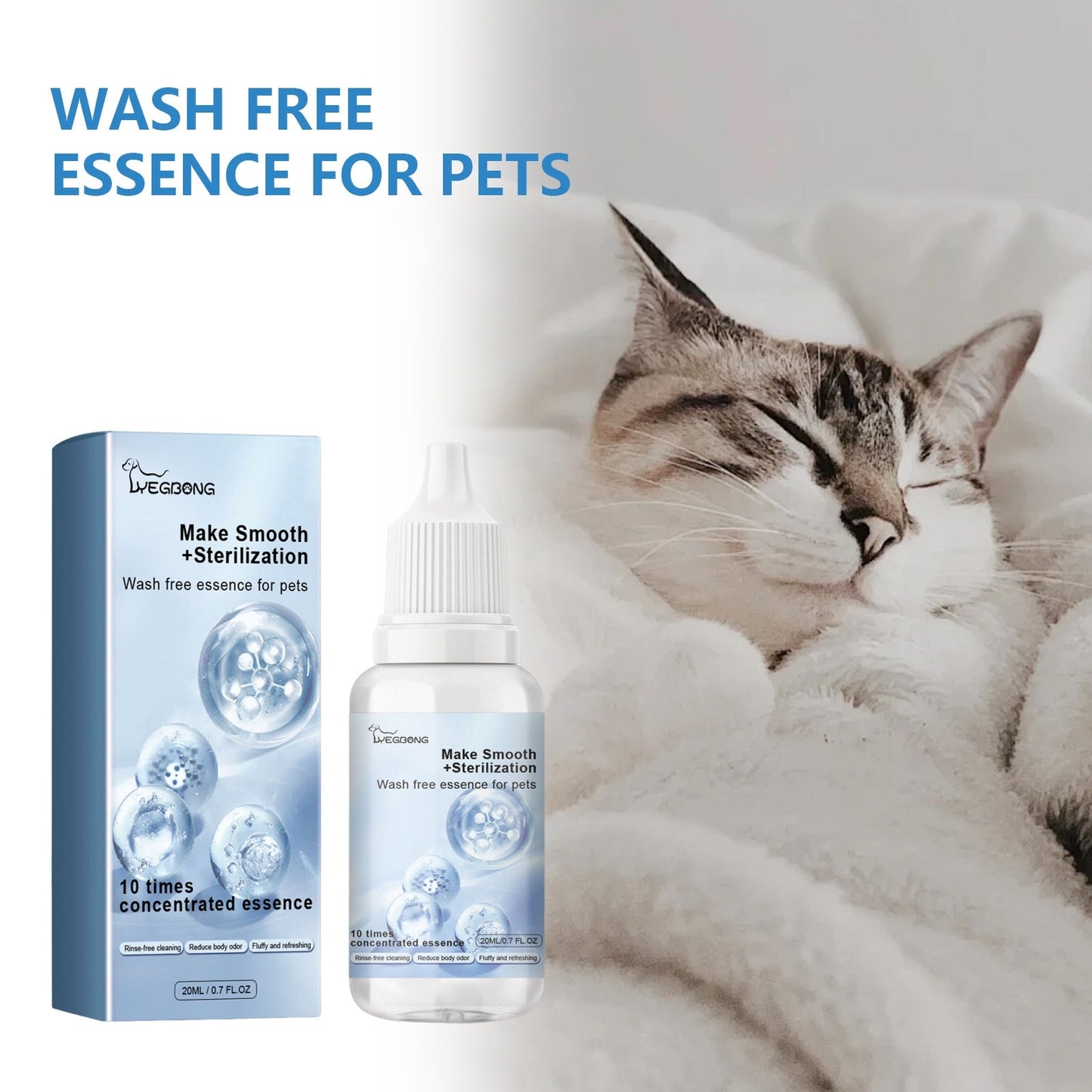 Pet Hair Daily Gentle Cleaning and Scented No-Rinse Care Essence for Cats and Dogs