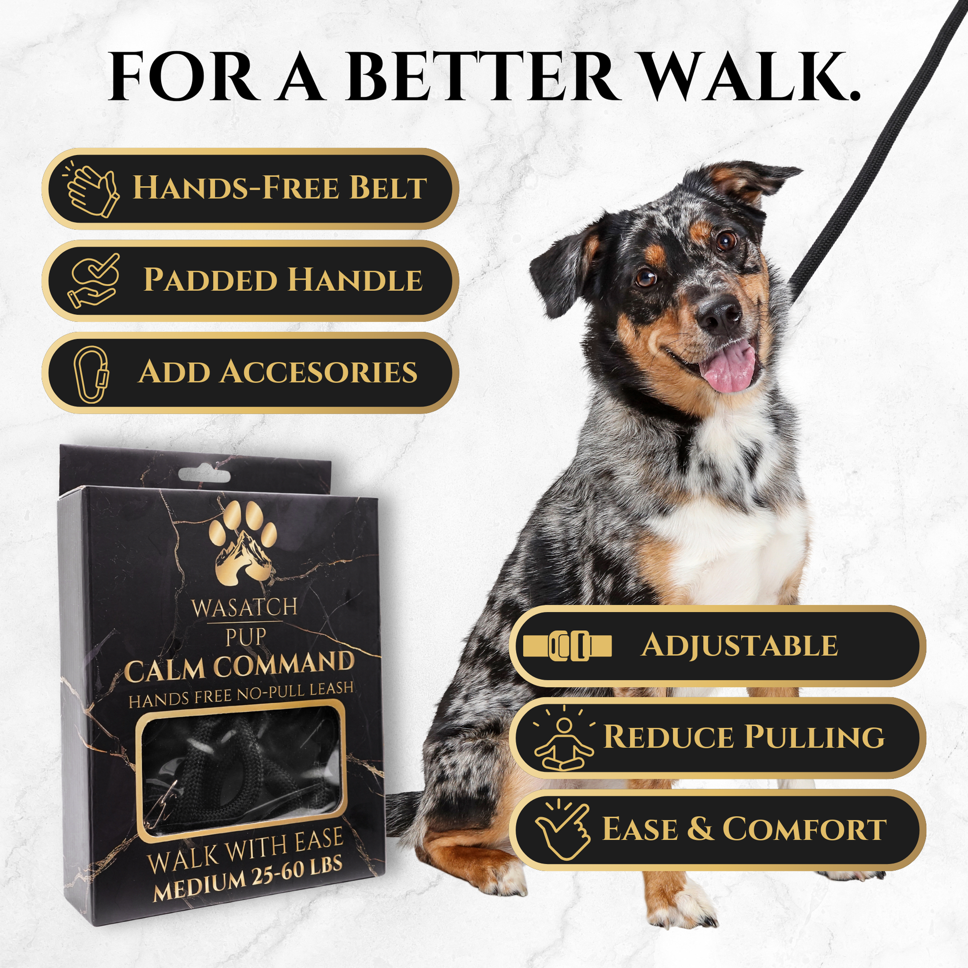 Calm Command: Hands Free No - Pull Leash - Wasatch Pup