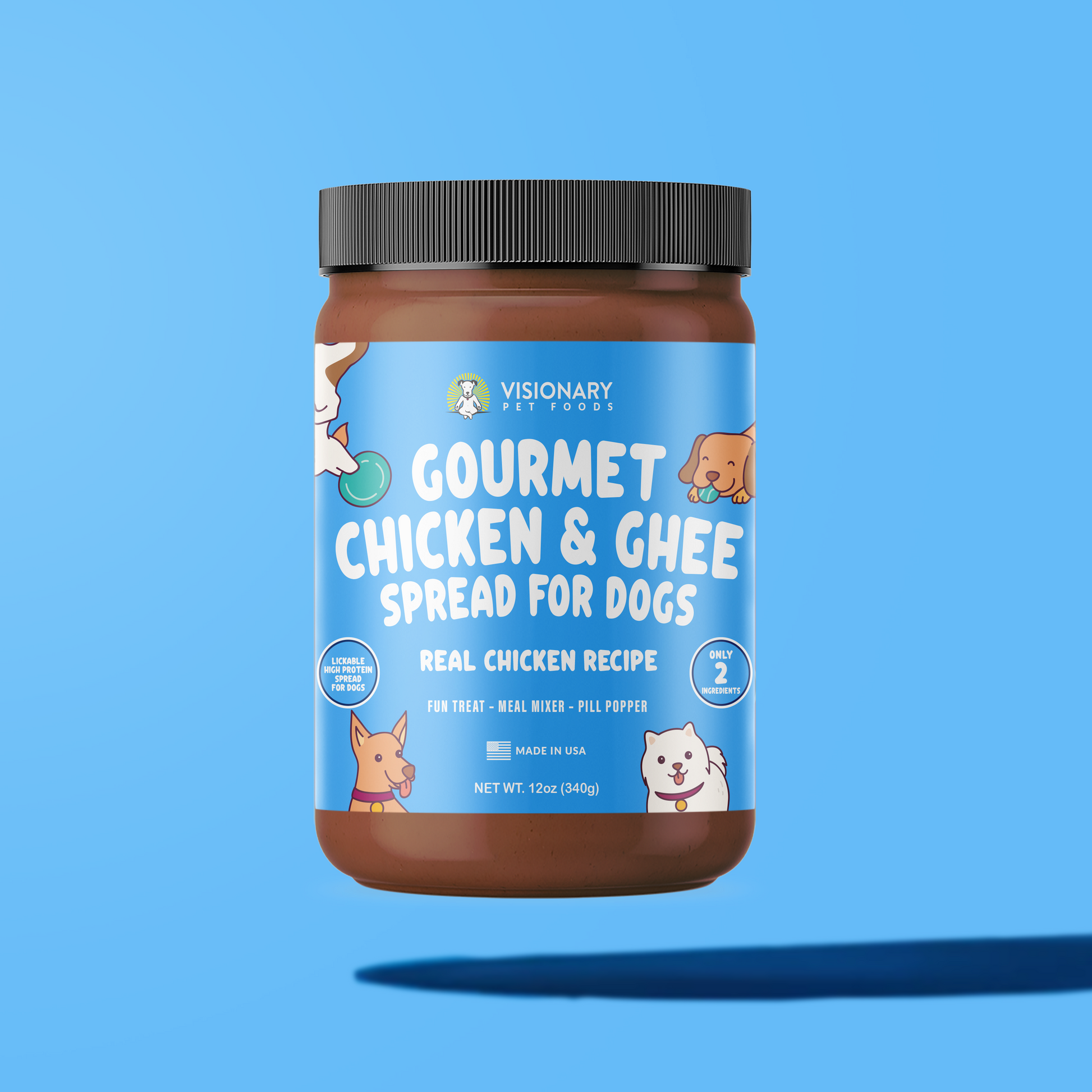 Chicken and Ghee Meat Spread | NEW 12oz Jar - Dog Treat - Visionary Pet Foods
