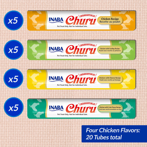 Inaba Churu Chicken Variety Box (20ct/.5oz) - Lickable Cat Treats - The Family Pet