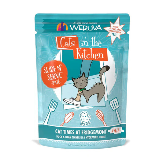 Cats in the Kitchen Paté Cat Times at Fridgemont Duck & Tuna Dinner in a Hydrating Purée (3oz) - Cats in the Kitchen Wet Cat Food - The Family Pet