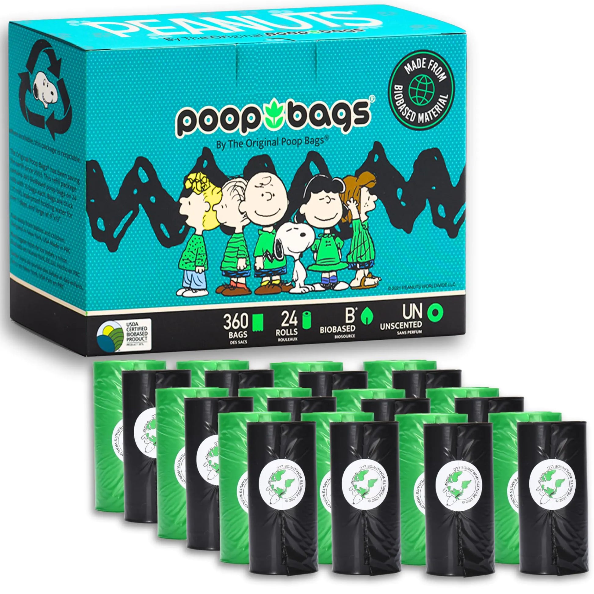 The Original Poop Bags Peanuts Characters 360 Counts Dog Poop Bags Rolls 38% Plant Based & 62% PE Dog Dog Poop Bags For Dogs Dog Waste Bags Doggy Poop Bags Dog Bag Pet Bag - Poop Bags - Berry Charmz - n/a - B09MSF4H2H