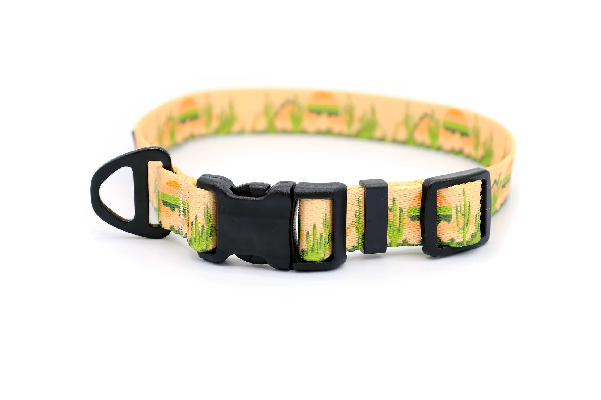 Outdoor Style Cactus Cream Nylon Dog Collar - Dog Harnesses - Euro - Dog Collars and Leads - L 1" Wide 15" - 24" Range - sku - 43943320420548