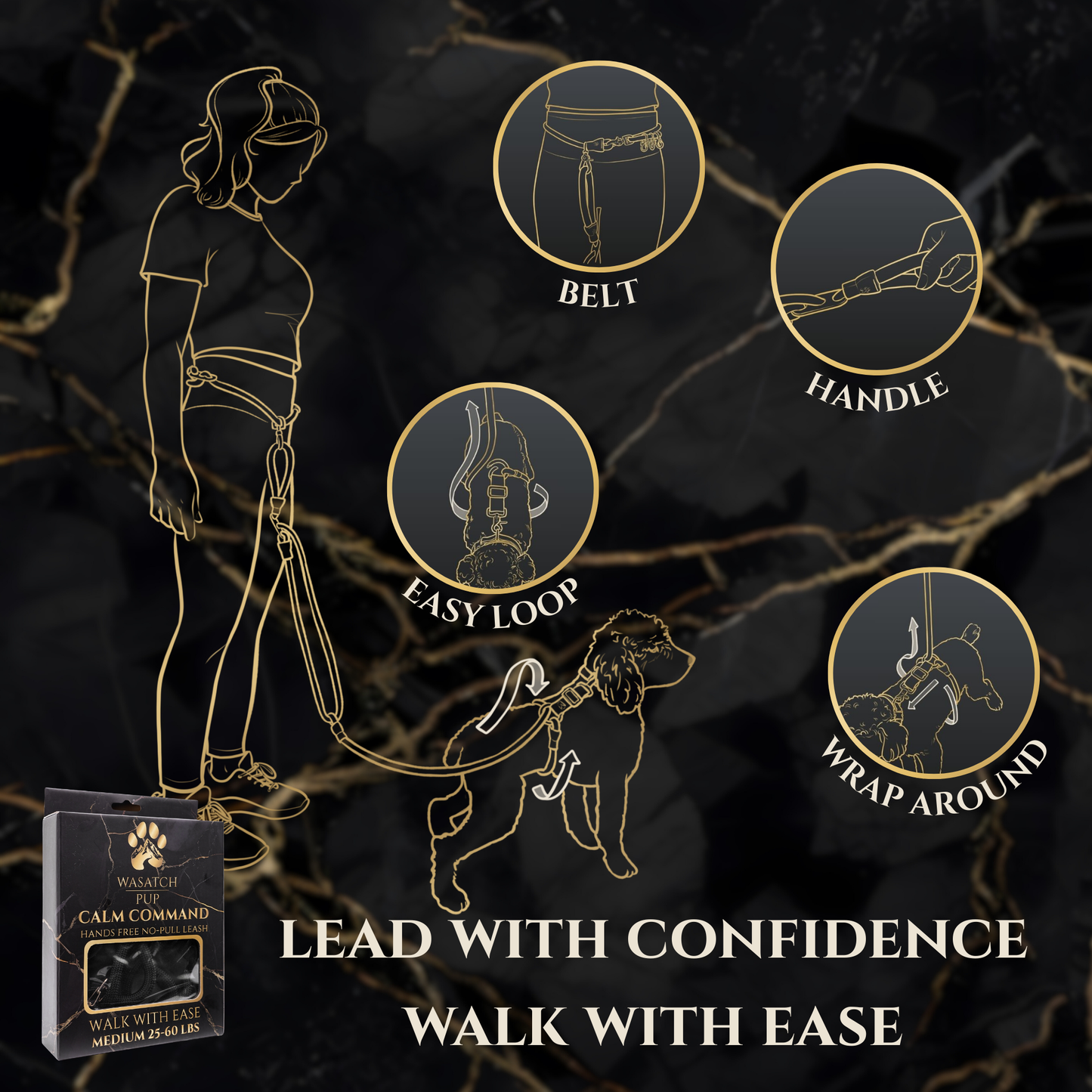 Calm Command: Hands Free No - Pull Leash - Wasatch Pup