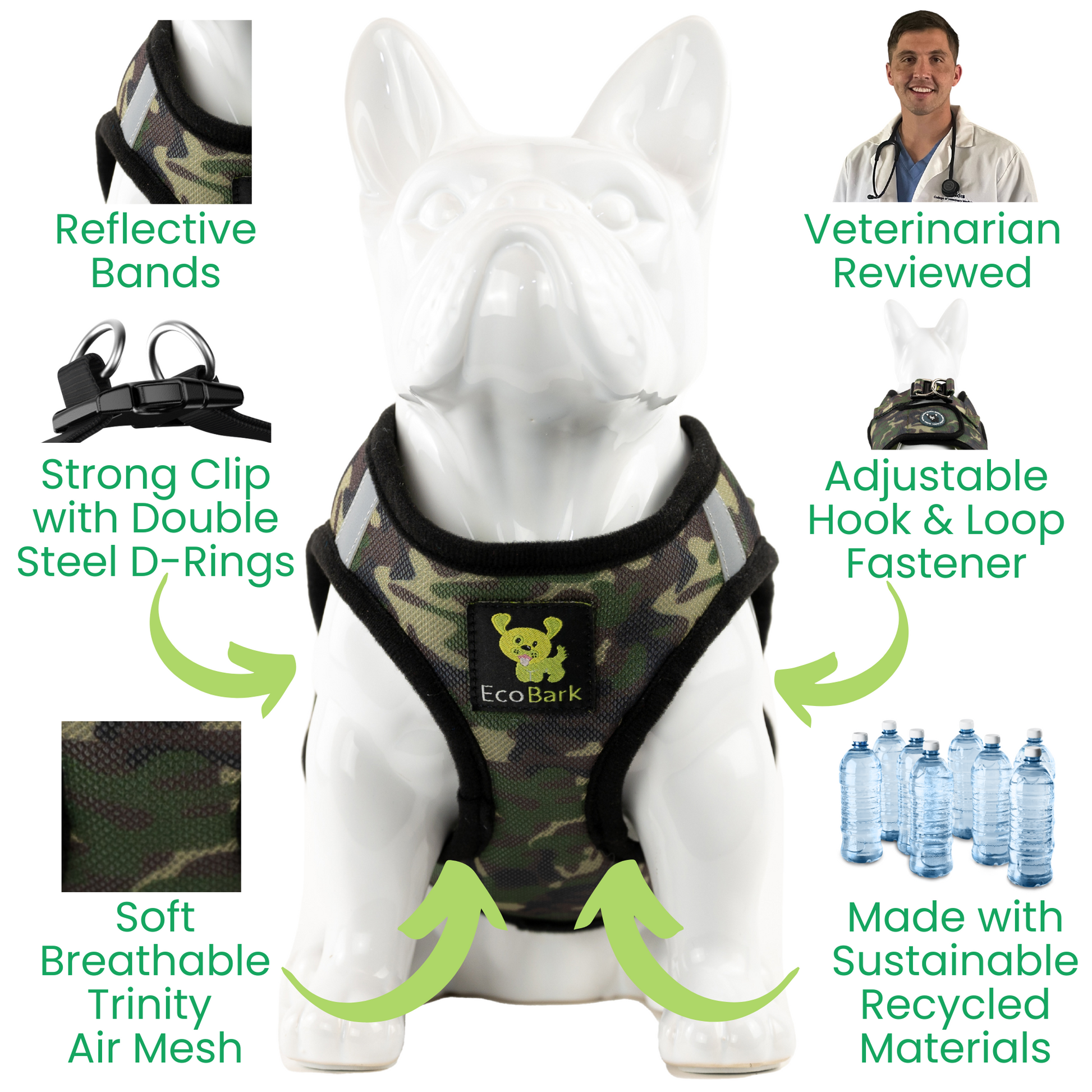 Dog Harness EcoBark Step In Harness XXXS to Small Breeds- - close up product image for dog harness