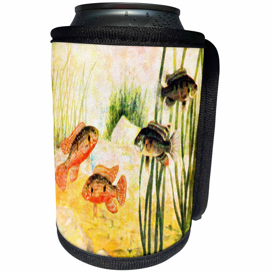 3dRose Florene Impressionism - Fish In Aquarium - Can Cooler Bottle Wrap (cc_47844)