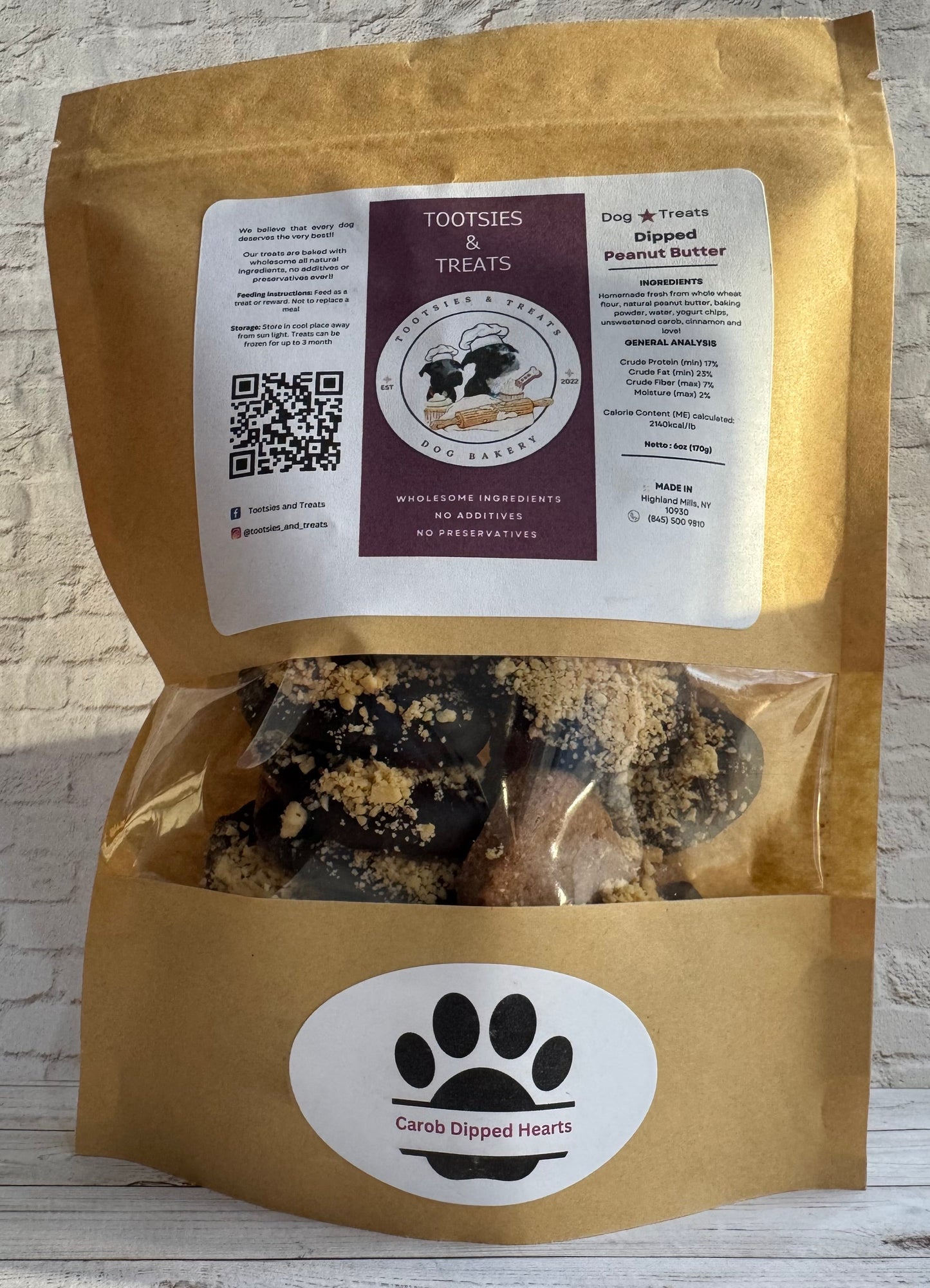 Tootsies & Treats Carob Dipped Peanut Butter Hearts (6oz)