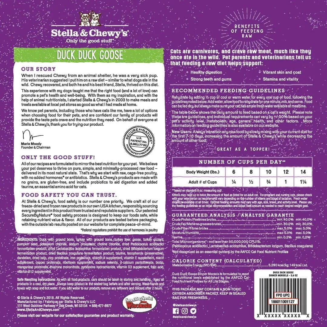 Stella & Chewys Freeze Dried Duck Duck Goose Dinner Cat Food (3.5oz) - Stella & Chewys Freeze Dried Cat Food - The Family Pet