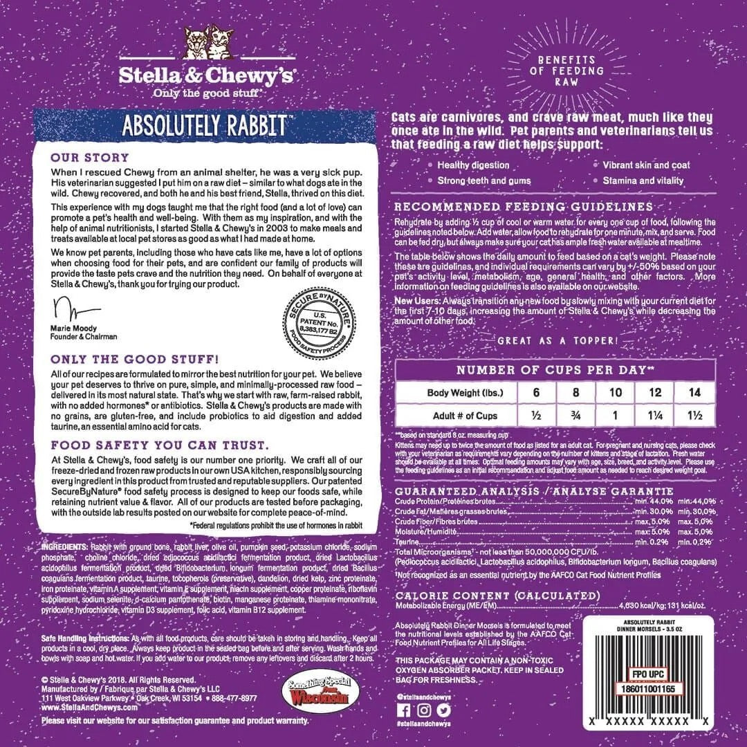 Stella & Chewys Freeze Dried Rabbit Dinner Cat Food - Freeze Dried Cat - The Family Pet