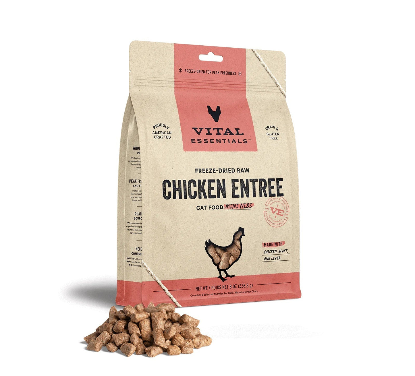 Vital Essentials Chicken Mini Nibs Freeze-Dried Raw Cat Food
