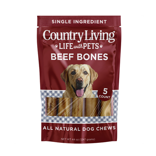 Country Living 5”-6” Beef Center Cut Bones for Dogs – 5 Count Bag – All-Natural, Long-Lasting Dog Chews – Single-Ingredient, High-Protein, Rawhide-Free – Supports Dental Health - Purrfect Pet Kingdom