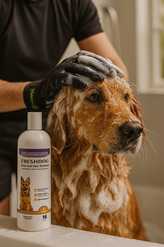 Piccardmeds4pets Aloe Oats Dog Shampoo 16oz + HandsOn