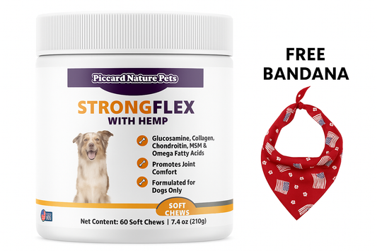 PiccardNaturePets StrongFlex with Hemp Joint Support for Dogs 60Chews + FREE Bandana!