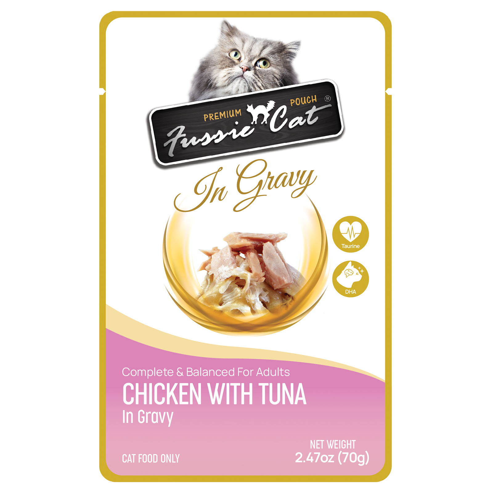 Fussie Cat Pouch - Chicken with Tuna in Gravy (2.47oz) - Wet Cat Food - The Family Pet