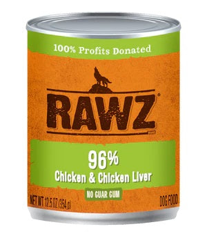 Rawz Chicken and Chicken Liver Pate Wet Dog Food 12.5oz Can