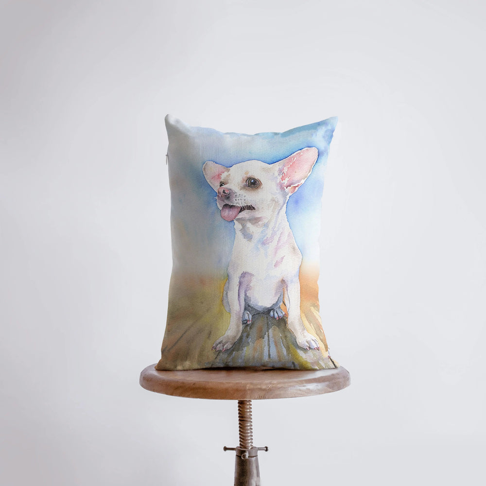 Chihuahua | Watercolor Chihuahua | 12x18 | Pillow Cover | Chihuahua Mom | Dog Lover Gift | Dog Gift | Dog Mom | Bedroom Decor | Throw Pillow by UniikPillows