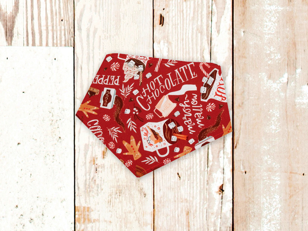 Dog Bandana Christmas Hot Chocolate Holiday Pet Scarf