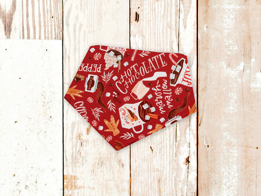 Dog Bandana Christmas Hot Chocolate Holiday Pet Scarf