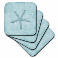 3dRose PS Beach - Aqua Starfish Abstract Beach Theme - Coasters (CST_178911)