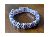 Coiled Charm Hand Braided Dog Collar in Lilac, Cream, &
