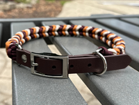 Coiled Charm Hand Braided Dog Collar in Mustard, Burgundy, &
