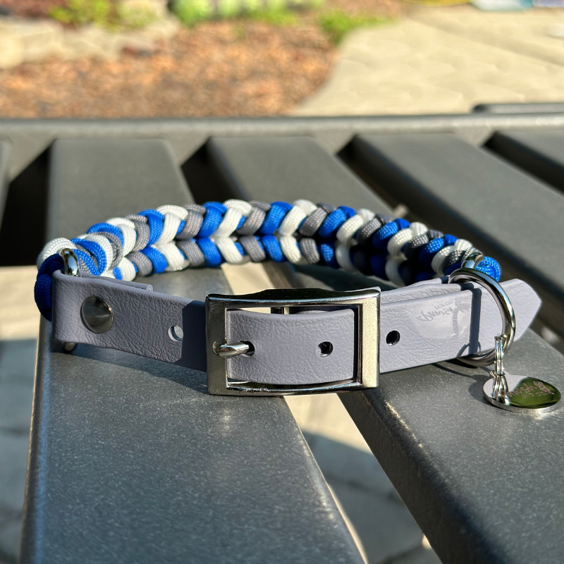 Coiled Charm Hand Braided Dog Collar in Royal Blue,