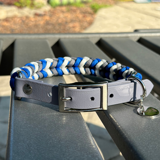 Coiled Charm Hand Braided Dog Collar in Royal Blue,