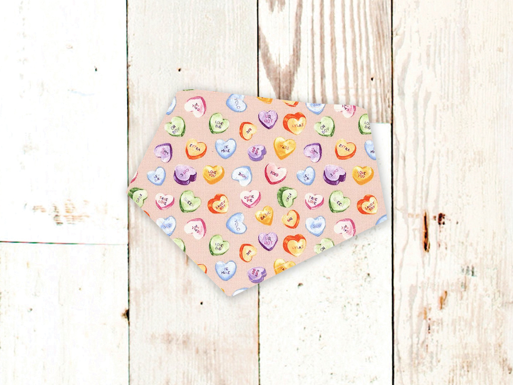 "Conversation Hearts on Pink" Dog Bandana