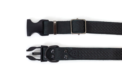 Purrfect Pet Kingdom Celtic Sport Midnight Black Leather Dog Collar (S 5/8" Wide 10"-15" Range) - Premium Product
