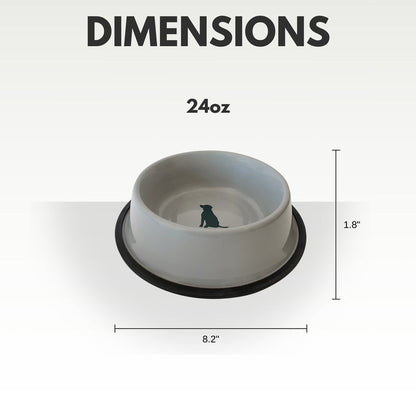 Non Skid Cool Gray Bowl with Teal Dog Design