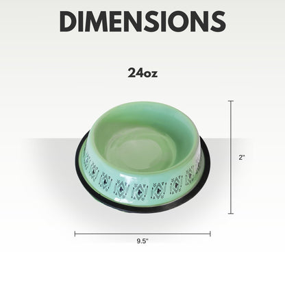 Boho Stainless Steel Dog Bowl Non-Skid Durable Large Design