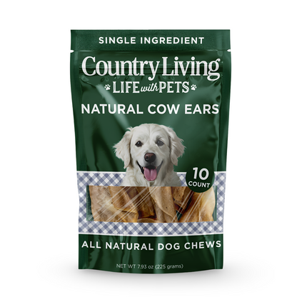 Country Living Natural Cow Ears Dog Chews ? 10 Count Bag ?