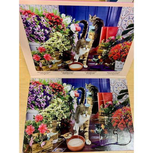 Curious Cats in the Yard 13 Piece Tray Jigsaw Puzzle Quokka