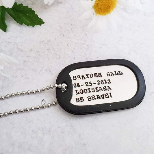 Custom Military Themed Dog Tag for Tweens by Salt and Sparkle